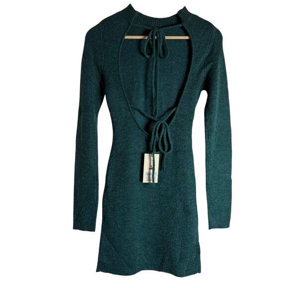 Atoir Miaa Green Long Sleeve Open Back Bodycon Sweater Mini Dress Size 2 - Picture 6 of 11